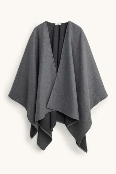 Damen - Poncho - dunkelgrau