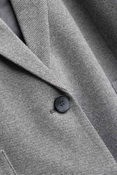 Femmes - Blazer long - regular fit - finition texturée - gris chiné