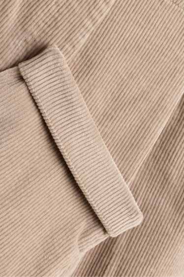 Femmes - Pantalon en velours côtelé - high waist - tapered fit - LYCRA® - beige