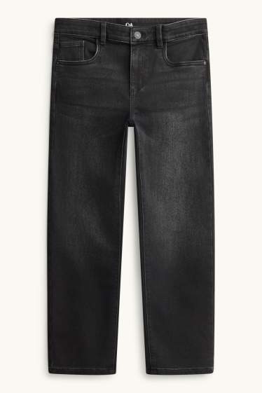 Kinder Buben - Straight Jeans - Thermojeans - extra-weiter Bund - schwarz