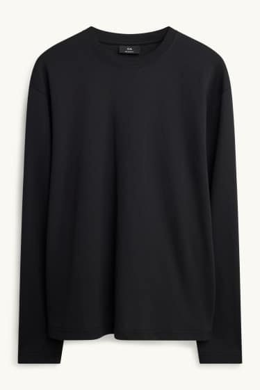 Bărbați - Tricou cu mânecă lungă - relaxed fit - negru