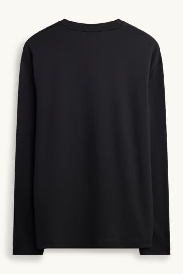 Bărbați - Tricou cu mânecă lungă - relaxed fit - negru