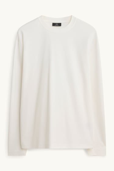 Herren - Langarmshirt - Relaxed Fit - schneeweiss
