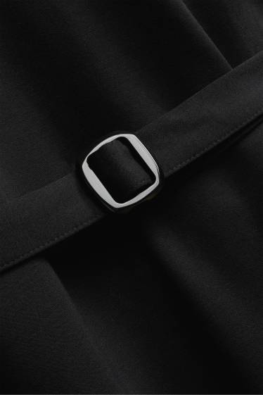 Damen - Fit & Flare Kleid mit Gürtel - schwarz