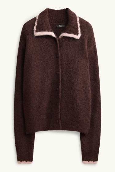 Femei - Cardigan tricotat - maro închis