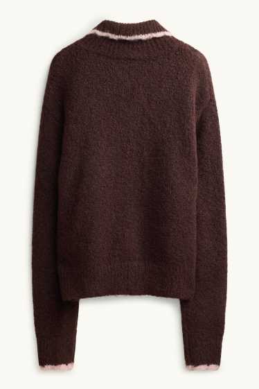 Femei - Cardigan tricotat - maro închis