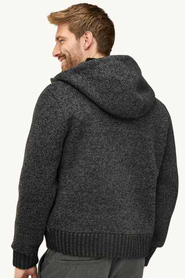 Herren - Sweatjacke mit Kapuze - dunkelgrau-melange