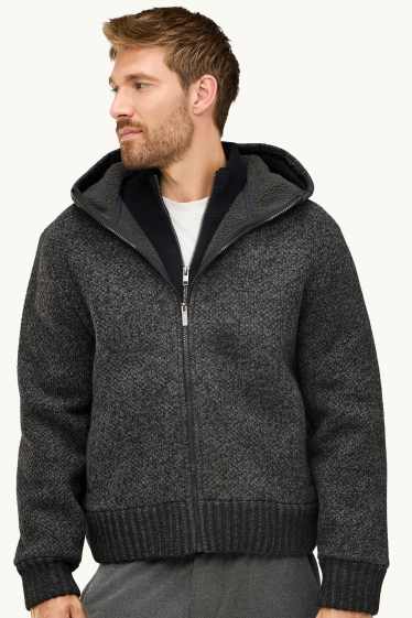 Herren - Sweatjacke mit Kapuze - dunkelgrau-melange