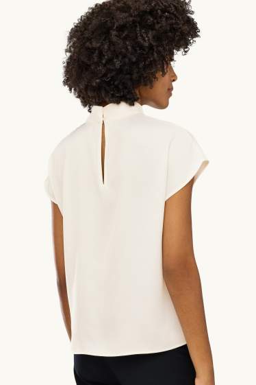 Femmes - Chemisier en satin - blanc crème