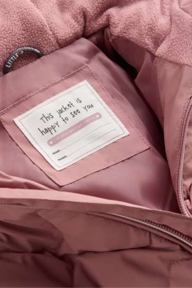 Bébés filles - Doudoune surpiquée pour bébé à capuche - finition déperlante - rose