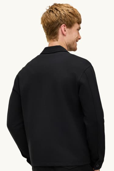 Hommes - Veste-chemise - relaxed fit - col kent - noir