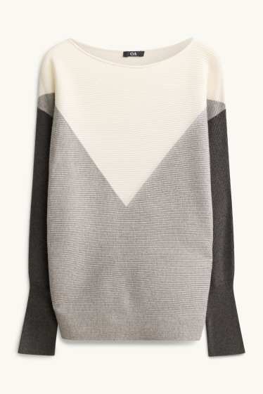 Femmes - Pull - côtelé - gris