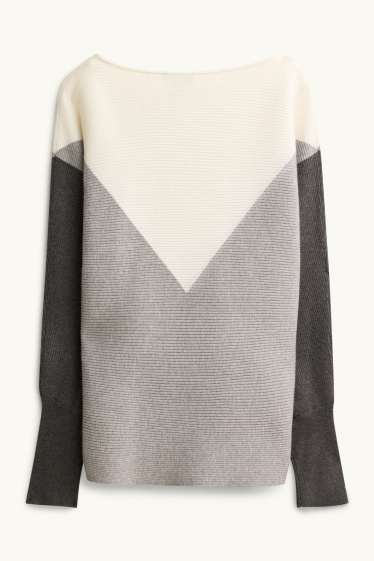 Femmes - Pull - côtelé - gris