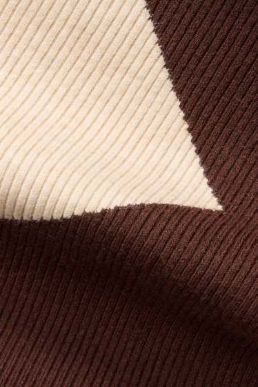 Damen - Pullover - gerippt - beige / braun