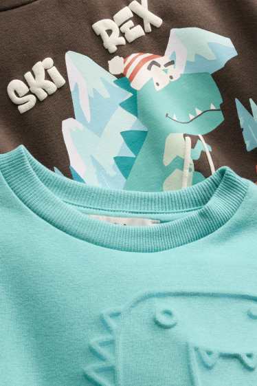 Enfants garçons - Lot de 2 - dinosaures - sweat à capuche et sweat - turquoise clair