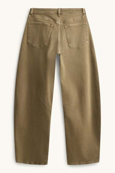 Femei - Barrel jeans - talie medie - kaki