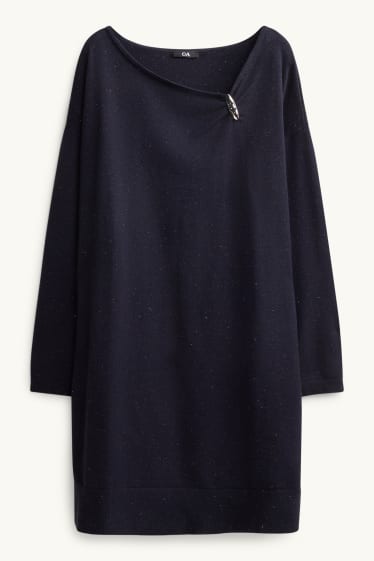 Damen - Strickkleid - Glanz-Effekt - dunkelblau