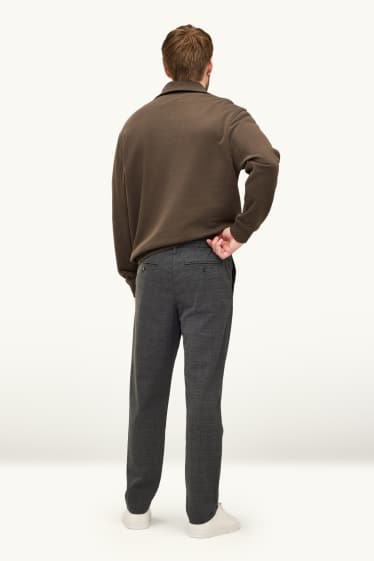 Bărbați - Chino - tapered fit - în carouri - gri închis