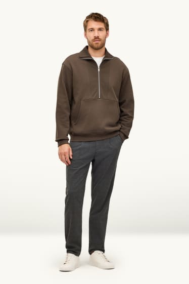 Bărbați - Chino - tapered fit - în carouri - gri închis
