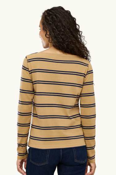 Damen - Langarmshirt - Regular Fit - gestreift - hellbraun