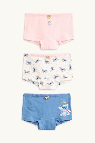 Enfants filles - Lot de 3 - Lilo et Stitch - caleçons de Noël - rose tendre