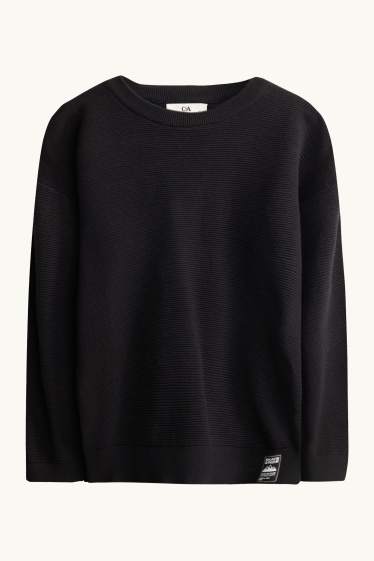 Kinder Jungen - Pullover - gerippt - schwarz