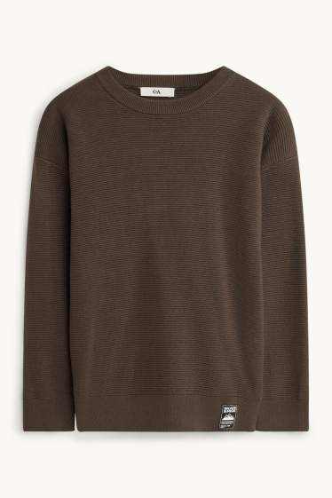 Kinder Jungen - Pullover - gerippt - braun