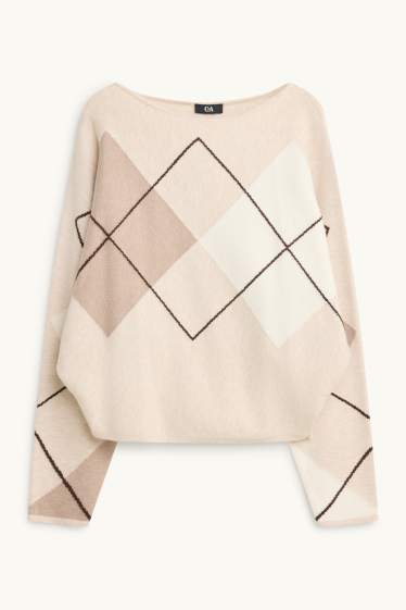 Women - Jumper - check - beige / brown