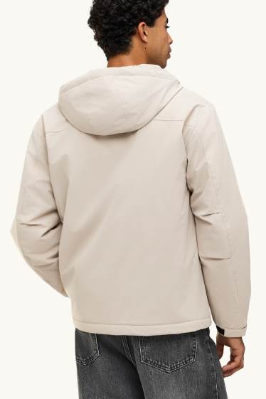 Heren - Jas met capuchon - gevoerd - licht beige