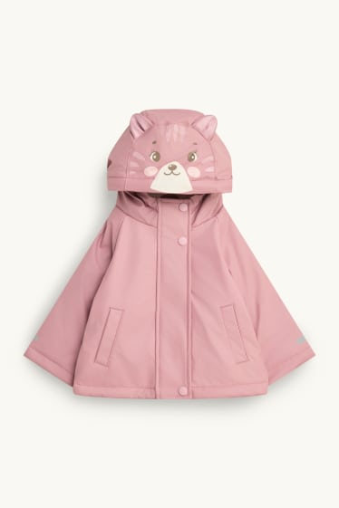 Bébés filles - Chat - veste de pluie pour bébé avec capuche - finition doublée - imperméable - rose