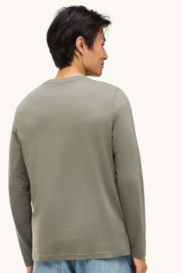 Heren - Longsleeve - regular fit - kaki