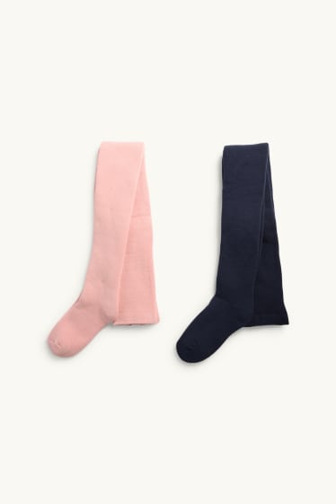 Enfants filles - Lot de 2 paires - collants - rose / bleu foncé