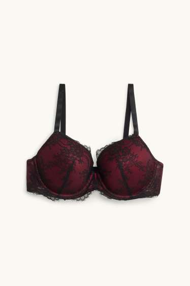Women - Underwire bra - FULL COVERAGE - padded - bordeaux / black
