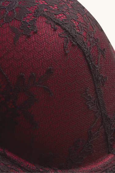 Women - Underwire bra - FULL COVERAGE - padded - bordeaux / black