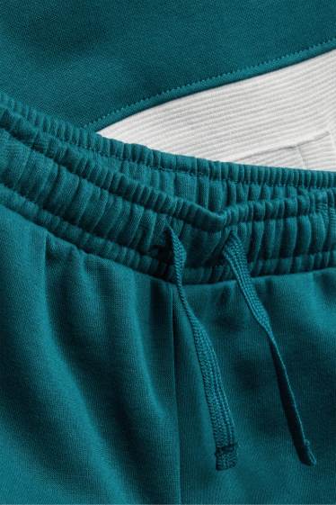 Bambini - Dinosauro - set - felpa con cappuccio e pantaloni sportivi - a coste - 2 pezzi - petrolio