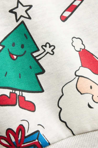 Kinderen: jongens - Kerstset - sweatshirt en muts - 2-delig - lichtgrijs