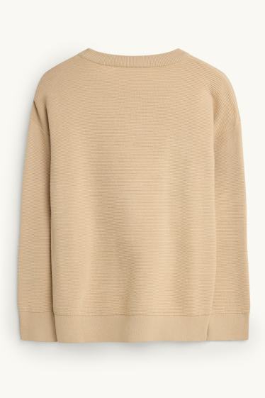 Enfants garçons - Pull - finition côtelée - beige