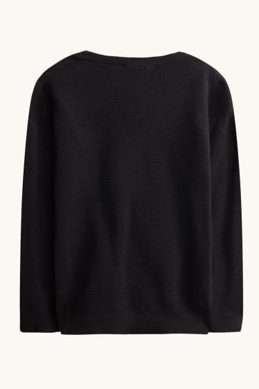 Kinder Jungen - Pullover - gerippt - schwarz