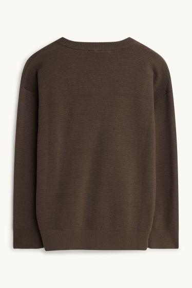 Kinder Jungen - Pullover - gerippt - braun