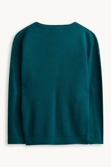 Kinder Jungen - Pullover - gerippt - dunkeltürkis