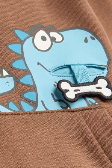 Children Boys - Dino and bone - hoodie - brown