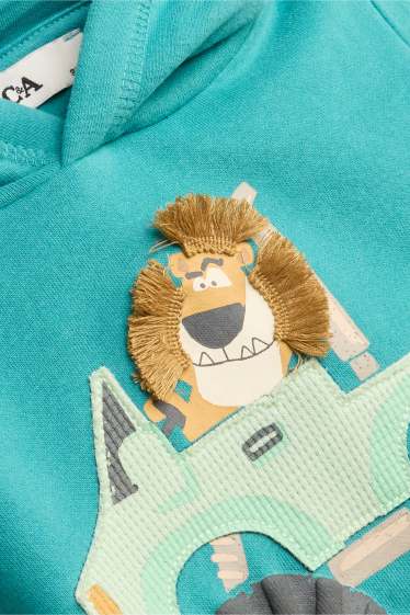 Kinder Jungen - Löwe und Monstertruck - Hoodie - türkis
