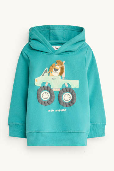 Kinder Jungen - Löwe und Monstertruck - Hoodie - türkis