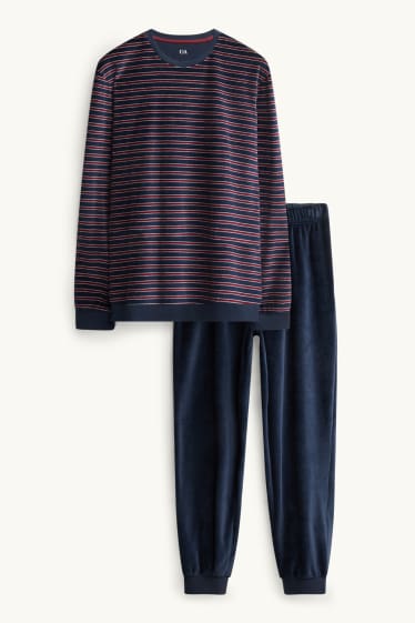 Men - Velvet pyjamas - red / dark blue