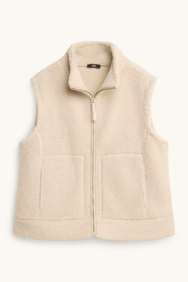 Dames - Gilet van teddybont - beige