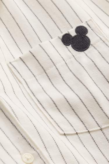 Women - Flannel pyjamas - striped - Mickey Mouse - white / black