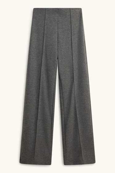 Dames - Gebreide joggingbroek - grijs-mix