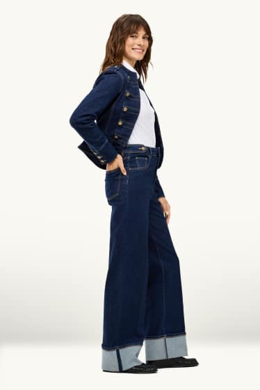 Damen - Wide Leg Jeans - High Waist - LYCRA ® - dunkeljeansblau