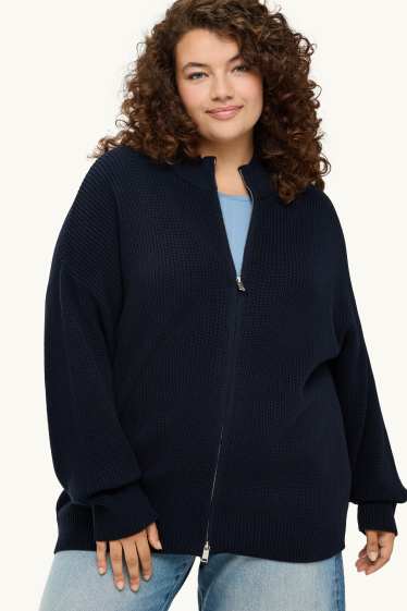 Mujer - Cárdigan - de canalé - azul oscuro