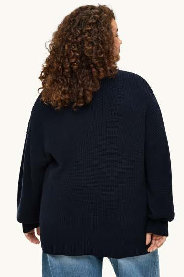 Mujer - Cárdigan - de canalé - azul oscuro
